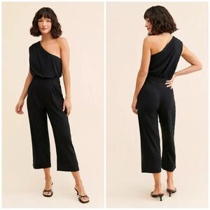 Free People Avery One Shoulder Jumpsuit Black